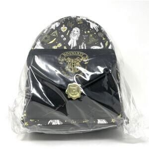 Loungefly Harry Potter Magical Elements Mini Backpack All Over Print Black Gold